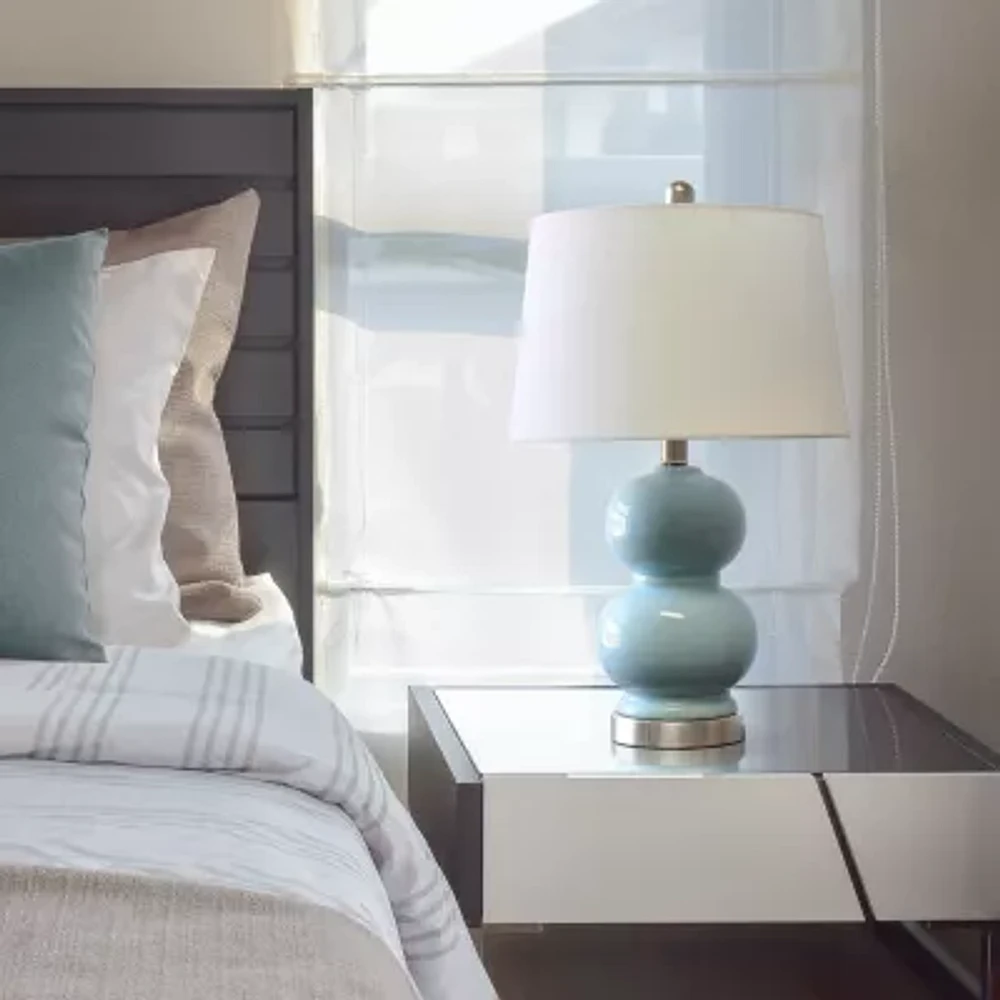 All the Rages Lalia Home Light Blue Dual Orb Table Lamp