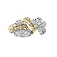 Round 1 CT.T.W. Natural Diamond Side Stone Bridal Set 10K or 14K Gold