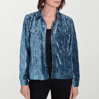 Alfred Dunner Harvest Moon Velvet Lightweight Bomber Jacket