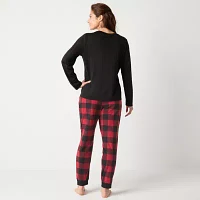 North Pole Trading Co. Womens Microfleece Crew Neck Long Sleeve 2-pc. Matching Family Pant Pajama Set