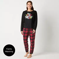 North Pole Trading Co. Womens Tall Microfleece Crew Neck Long Sleeve 2-pc. Matching Family Pant Pajama Set