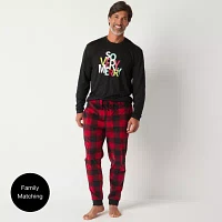 North Pole Trading Co. Mens Tall Microfleece Crew Neck Long Sleeve 2-pc. Matching Family Pant Pajama Set