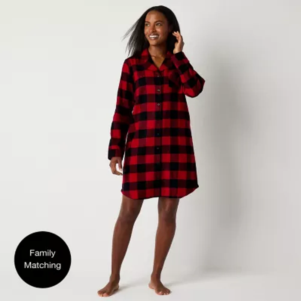 North Pole Trading Co. Womens Flannel Long Sleeve Matching Family Nightshirt