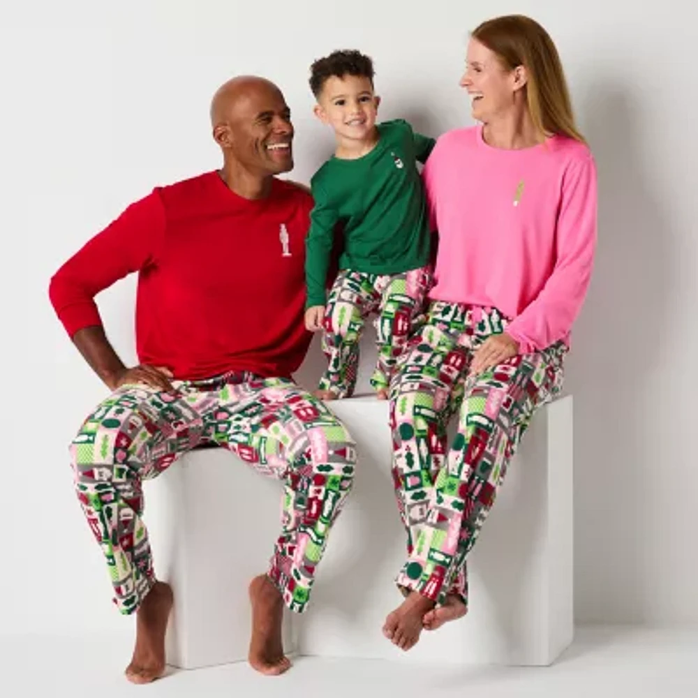 North Pole Trading Co. Mens Big Microfleece Crew Neck Long Sleeve 2-pc. Matching Family Pant Pajama Set