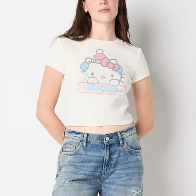 Juniors Hello Kitty Snow Angel Baby Tee Womens Crew Neck Short Sleeve Graphic T-Shirt