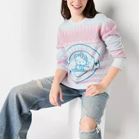 Juniors Hello Kitty  Snow Angel Intarsia Crew Sweater Womens Neck Long Sleeve Pullover