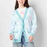 Juniors Hello Kitty  Snow Angel Fairaisle Cardigan Womens V Neck Long Sleeve Button Hello Kitty Diamond Cardigan