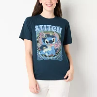 Juniors Stitch Planets Boyfriend Tee Womens Crew Neck Short Sleeve Graphic T-Shirt