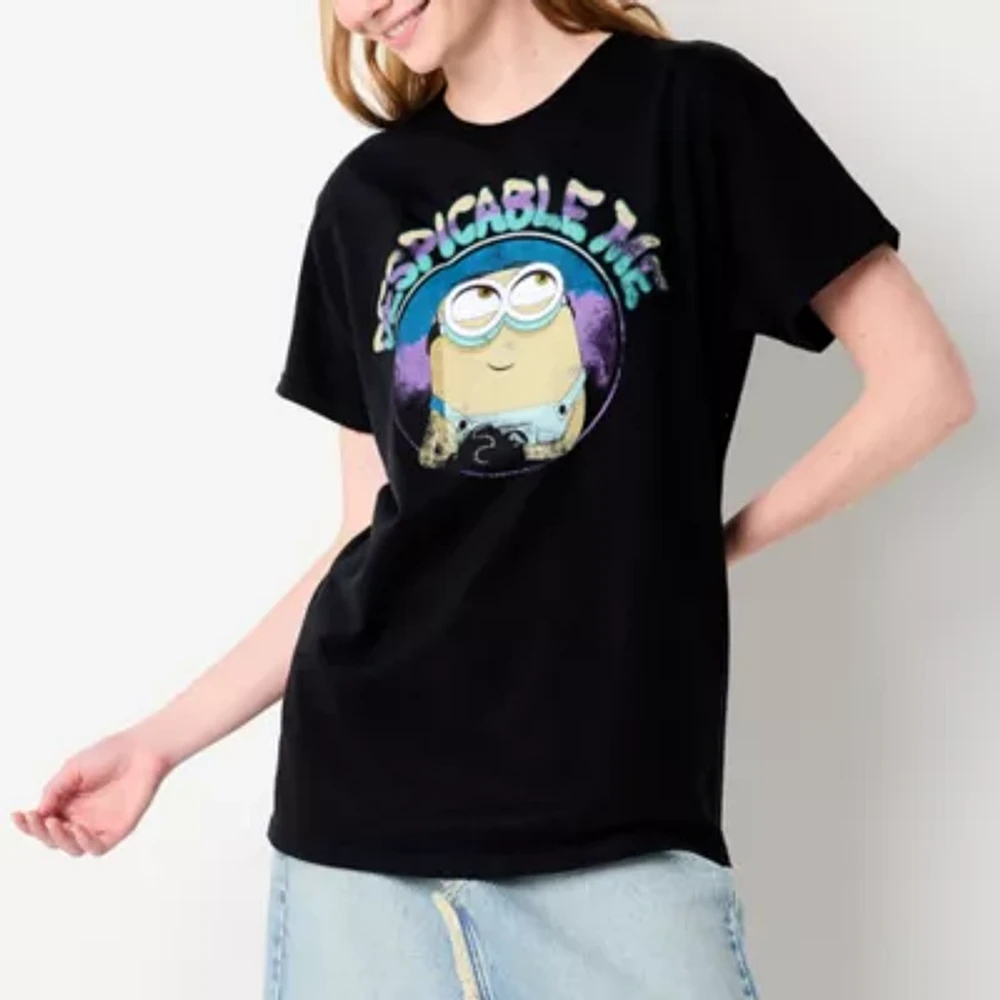 Juniors Dispicable Me Minions Boyfriend Tee Womens Crew Neck Short Sleeve Despicable Graphic T-Shirt