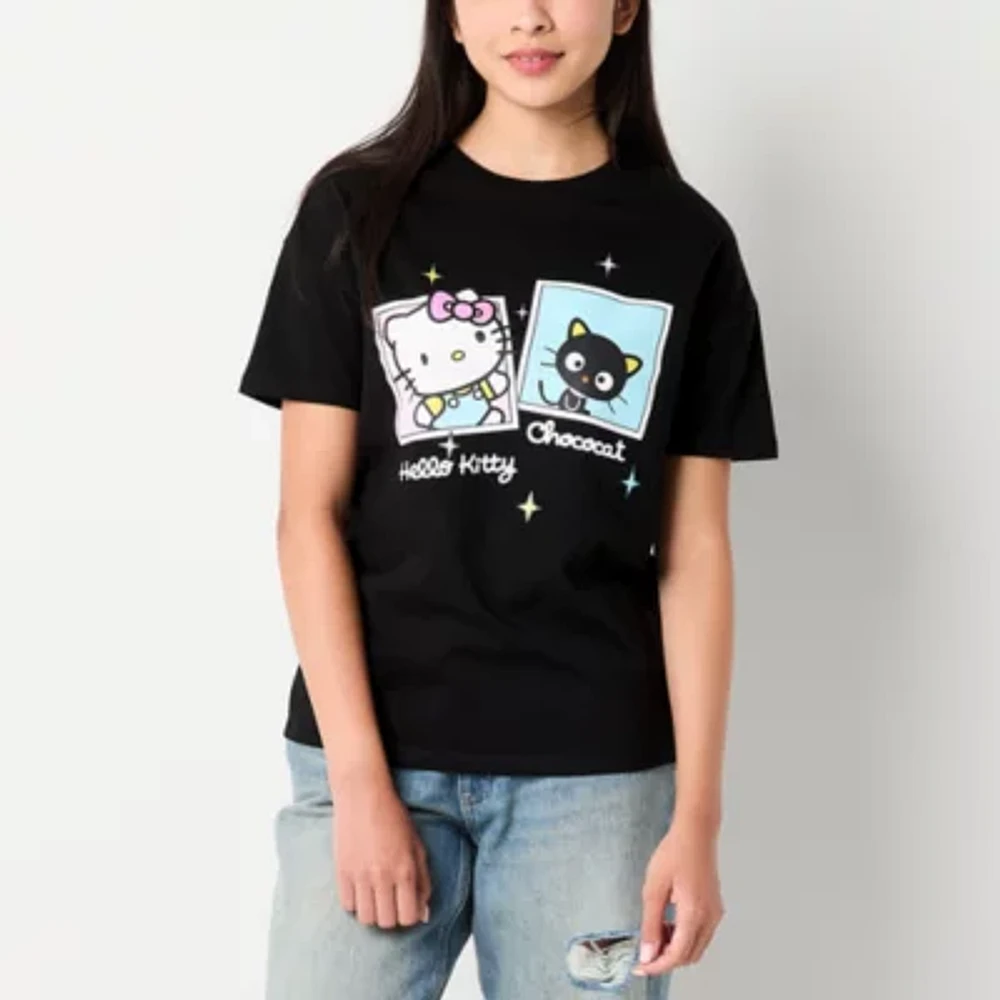 Juniors Chococat Boyfriend Tee Womens Crew Neck Short Sleeve Hello Kitty Graphic T-Shirt