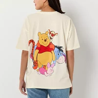 Juniors Winnie The Pooh And Friends Oversized Tee Womens Crew Neck Short Sleeve Graphic T-Shirt