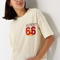 Juniors Winnie The Pooh And Friends Oversized Tee Womens Crew Neck Short Sleeve Graphic T-Shirt