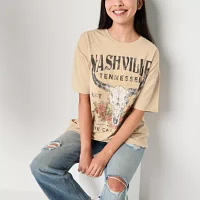 Juniors Nashville Boyfriend Tee Womens Crew Neck Short Sleeve Graphic T-Shirt