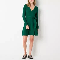 by&by Womens Long Sleeve Sweater Dress Juniors