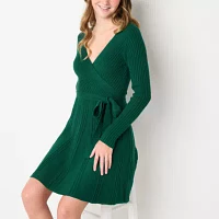 by&by Womens Long Sleeve Sweater Dress Juniors