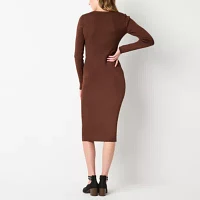 by&by Womens Long Sleeve Midi Sweater Dress Juniors