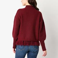 Frye and Co. Fringe Womens Round Neck Long Sleeve Pullover Sweater