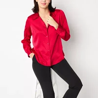 by&by Juniors Womens Long Sleeve Regular Fit Button-Down Shirt