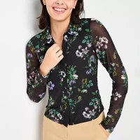 Tinseltown Womens V Neck Long Sleeve Blouse