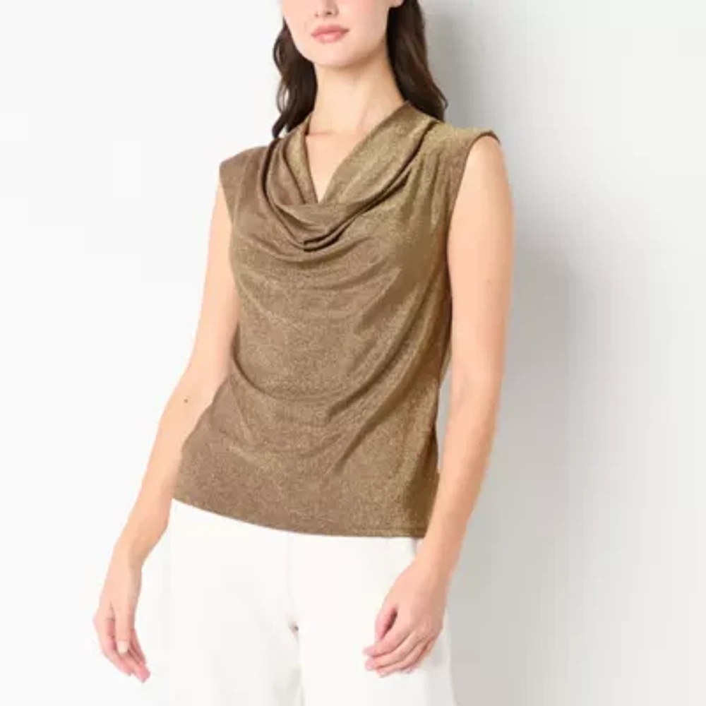 Worthington Womens Cowl Neck Sleeveless Blouse