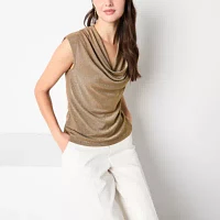 Worthington Womens Cowl Neck Sleeveless Blouse