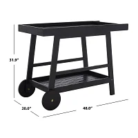 Renzo Patio Collection Wood-Top Serving Cart