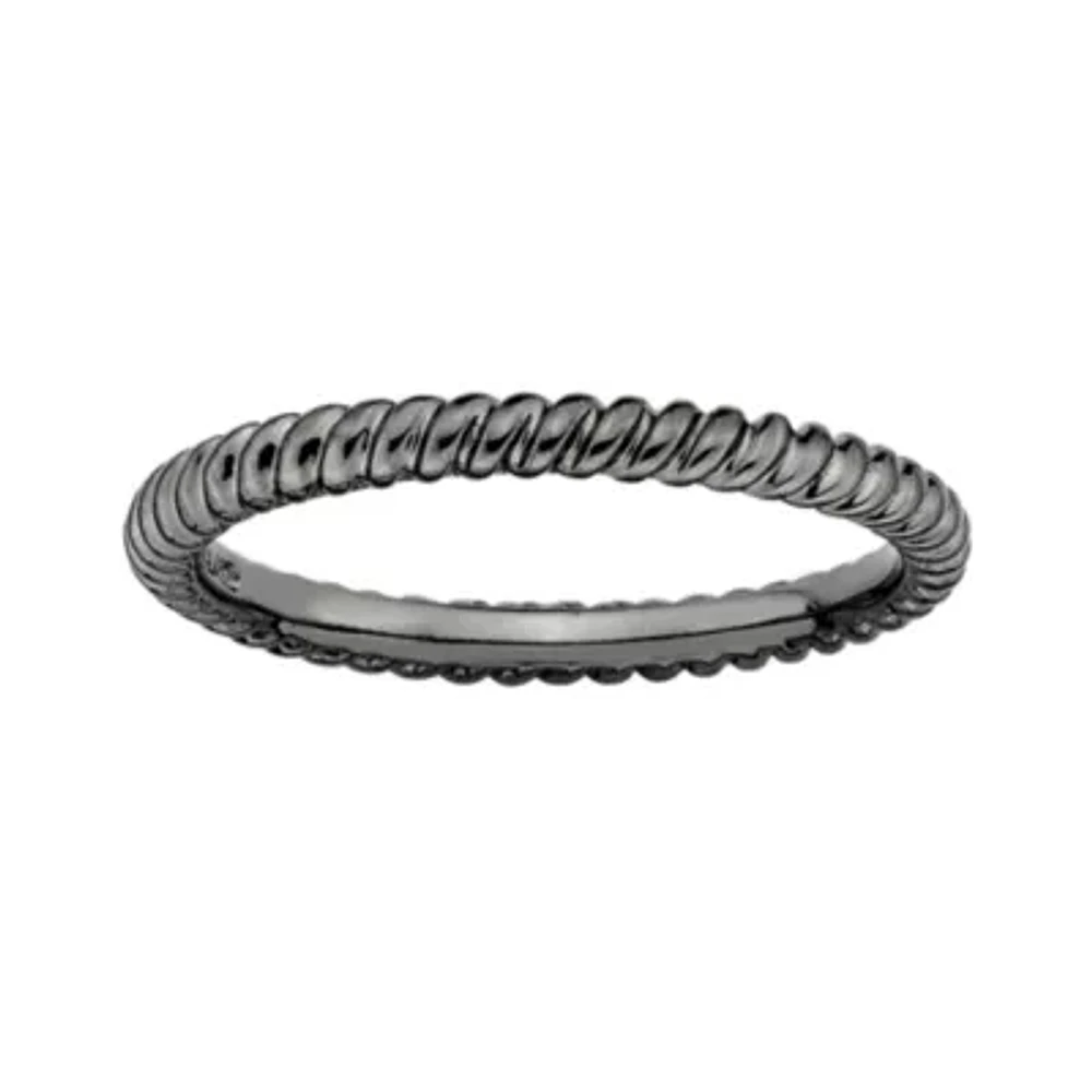 Personally Stackable Black Sterling Silver 3.5mm Twisted Ring