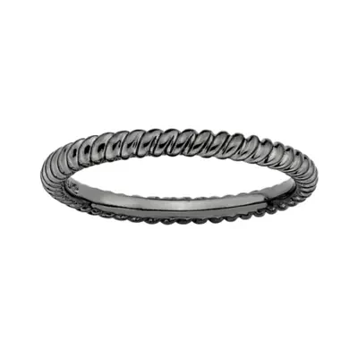 Personally Stackable Black Sterling Silver 3.5mm Twisted Ring