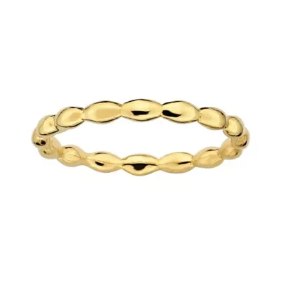 Personally Stackable 18K Yellow Gold Over Sterling Silver 1.5mm Rice Bead Ring