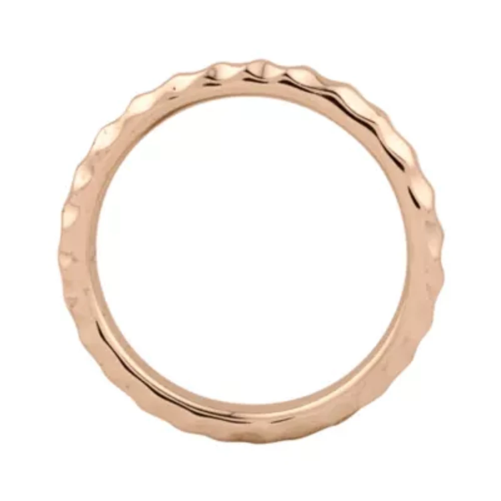 Personally Stackable 18K Rose Gold Over Sterling Silver 3.5mm Hammered Ring