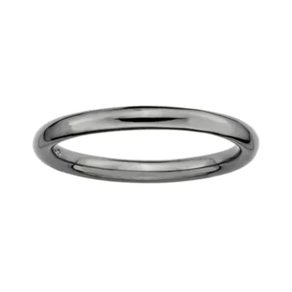 Personally Stackable Black Sterling Silver Stackable 3.5mm Polished Ring