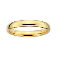 Personally Stackable 18K Yellow Gold Over Sterling Silver 3.5mm Rounded Ring