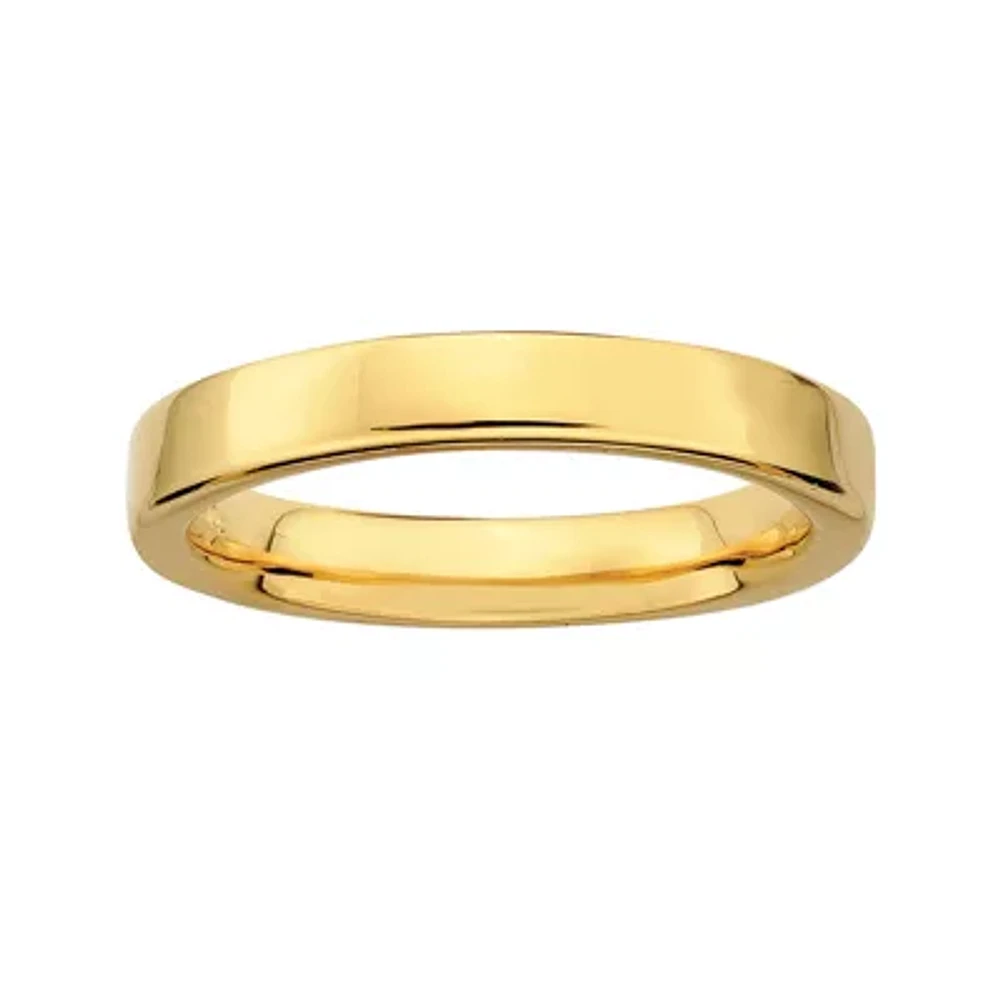 Personally Stackable 18K Yellow Gold Over Sterling Silver 1.5mm Square-Edge Ring