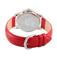 Avengers Marvel Mens Red Leather Strap Watch Wma000215