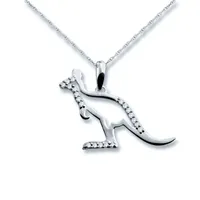 Kangaroo Womens 1/10 CT. T.W. Natural White Diamond 10K White Gold Pendant Necklace