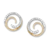 Diamond Accent Natural White Diamond 14K Gold 7.9mm Stud Earrings