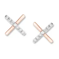 Diamond-Accent X Stud Earring in Rose Gold