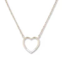 Womens Diamond Accent Natural White Diamond 10K Gold Heart Pendant Necklace