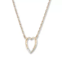 Womens Diamond Accent Natural White Diamond 10K Gold Heart Pendant Necklace