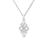 Womens 1/ CT. T.W. Natural White Diamond 10K White Gold Pendant Necklace