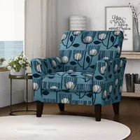 Alex Transitional Flared Arm Accent Chair in Floral Fabric