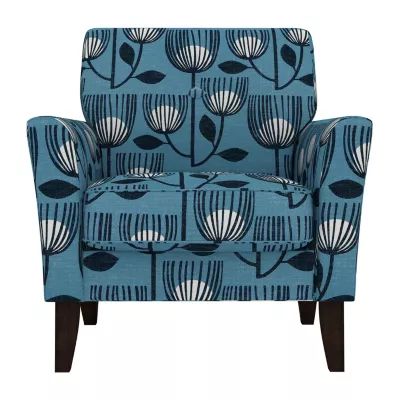 Alex Transitional Flared Arm Accent Chair in Floral Fabric