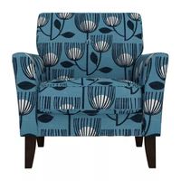 Alex Transitional Flared Arm Accent Chair in Floral Fabric