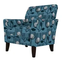 Alex Transitional Flared Arm Accent Chair in Floral Fabric