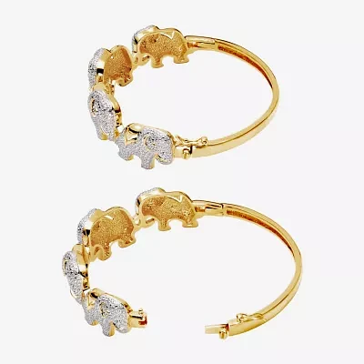 Diamond-Accent Elephant Hinged Bangle Bracelet