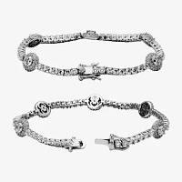 100 Facets by DiamonArt® Cubic Zirconia Line & Oval Disc Bracelet