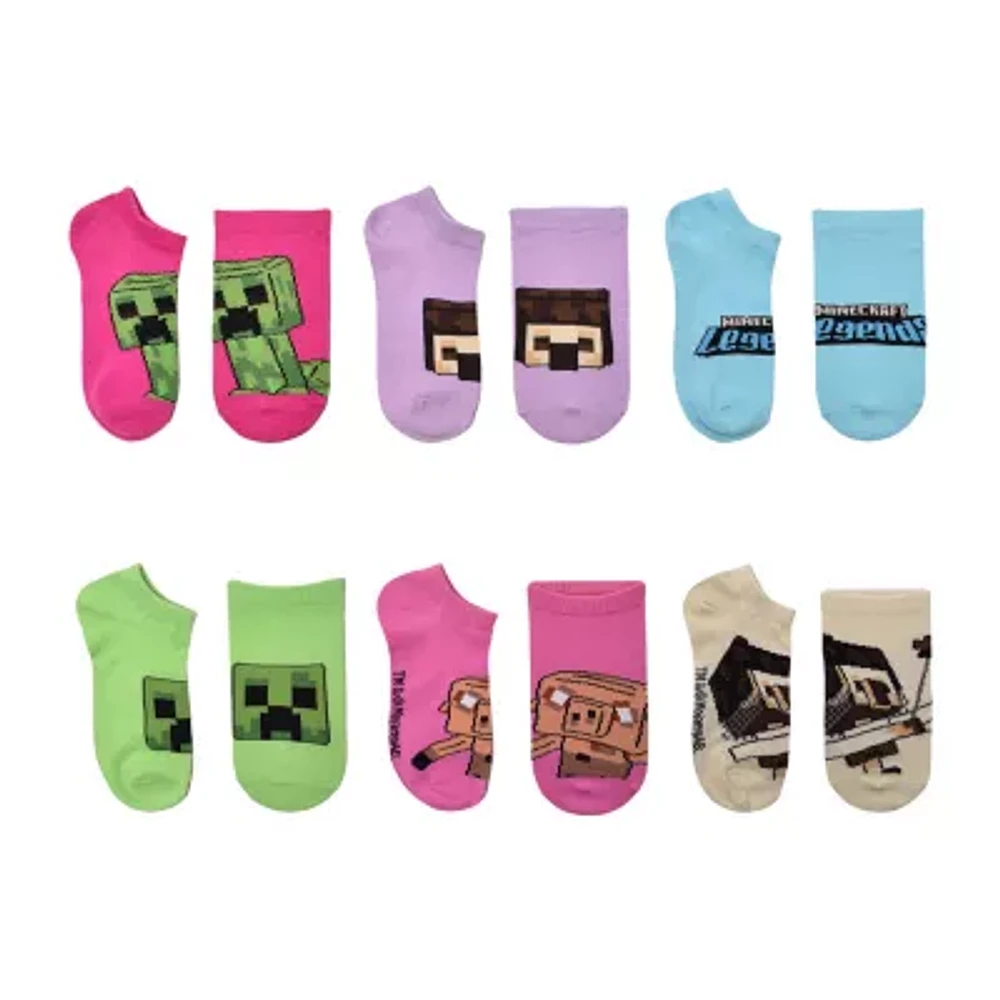 Big Girls 6 Pair Minecraft Multi-Pack No Show Socks