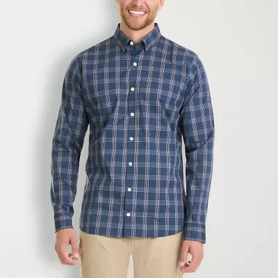 Van Heusen Big and Tall Mens Regular Fit Long Sleeve Plaid Button-Down Shirt