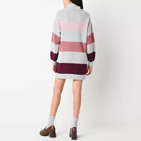 by&by Womens Long Sleeve Striped Sweater Dress Juniors