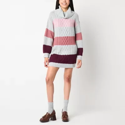 by&by Womens Long Sleeve Striped Sweater Dress Juniors